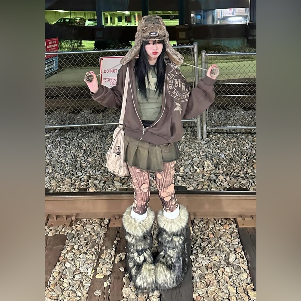 Off white faux instincts super fuzzy faux fur boots